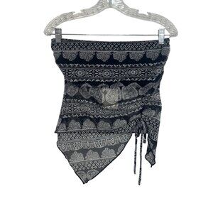 See You Monday Strapless Top Large Black White New Witchy Whimsey Goth